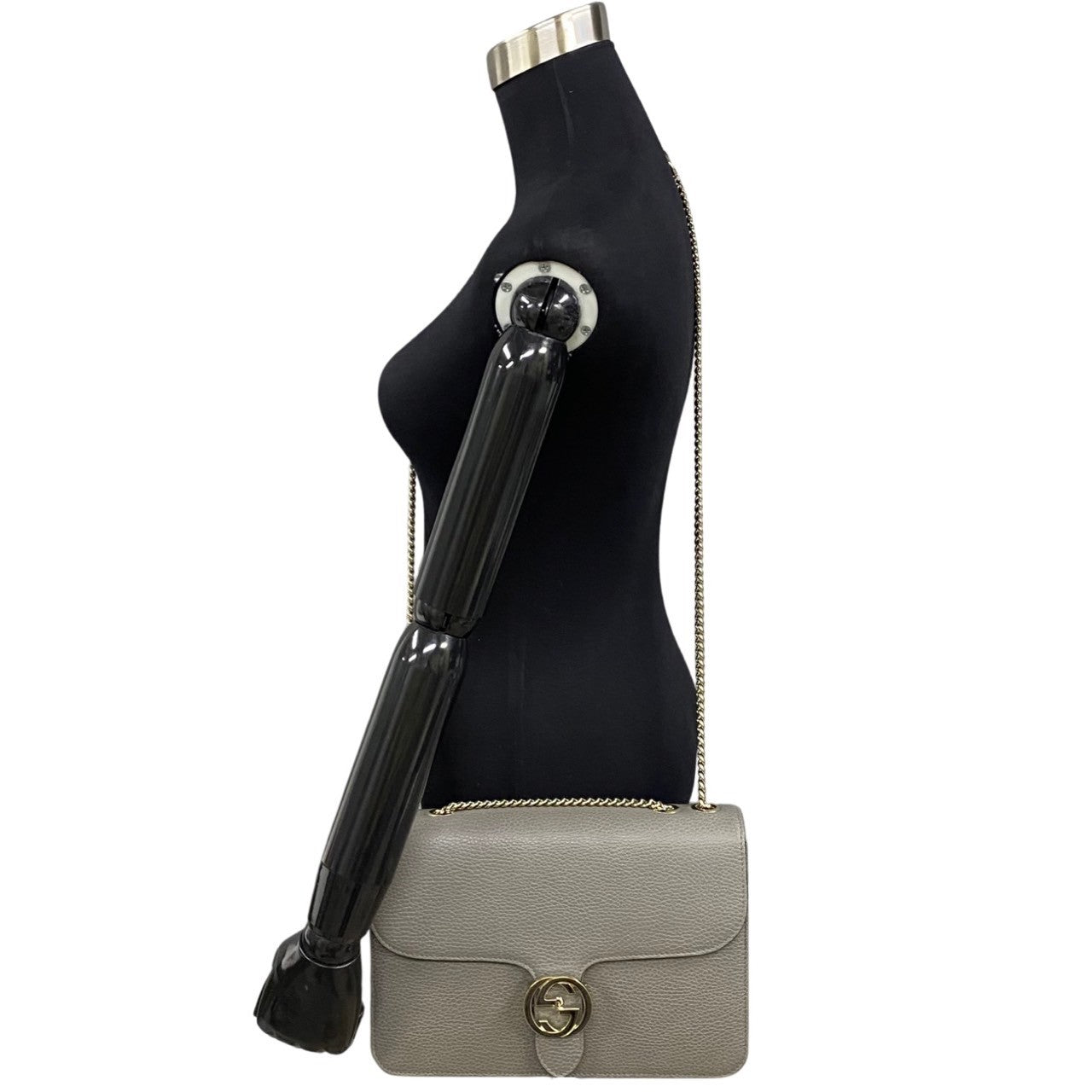 Gucci Interlocking Leather Gray Shoulder Bag