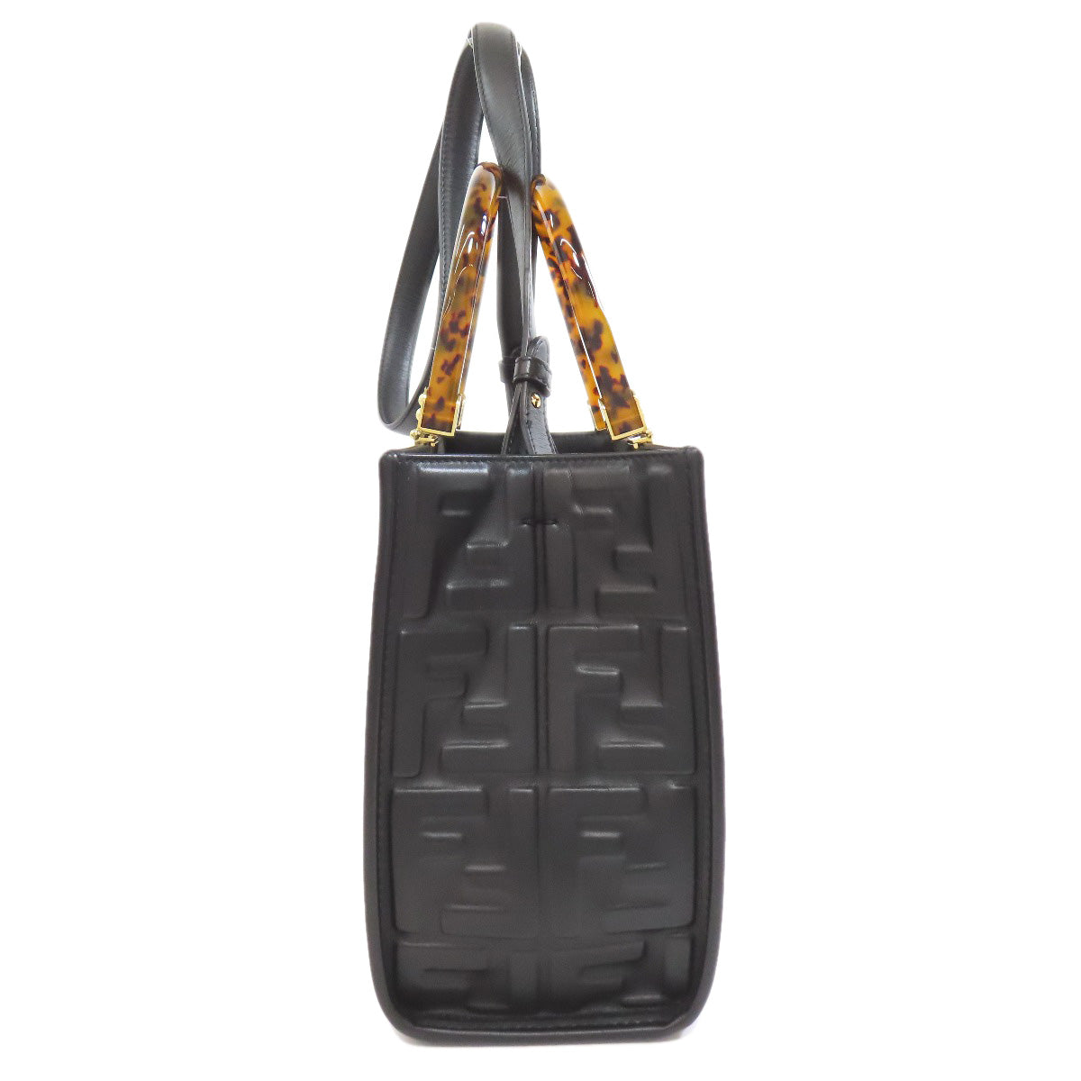 Fendi Handbag Calfskin Sunshine 2Way Black Small Travel Bag