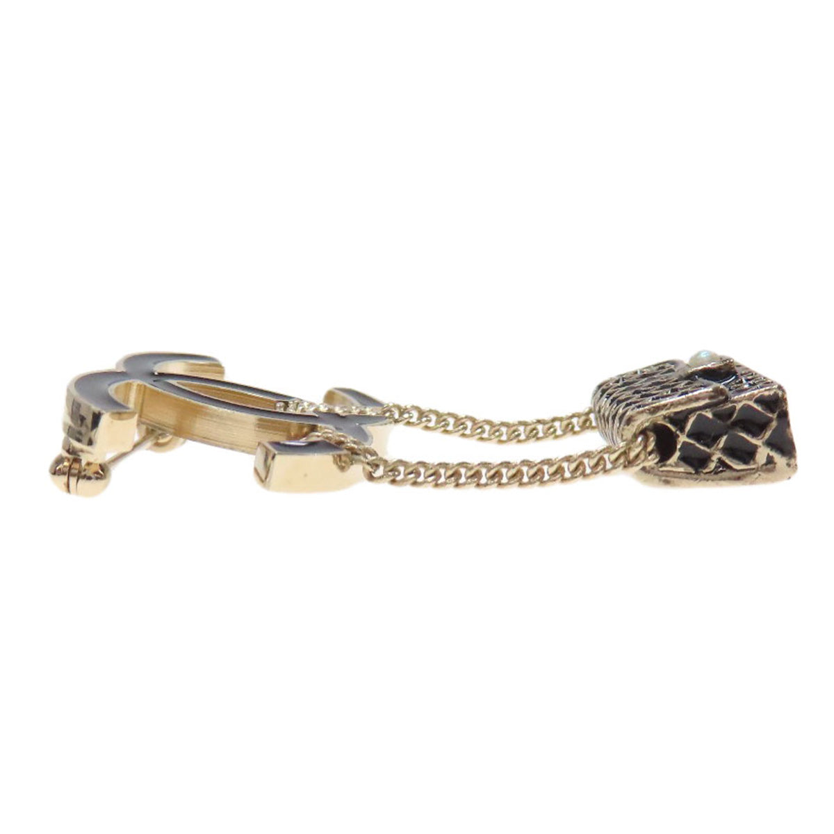Chanel Brooch Plated COCO Mark Matelasse Charm Gold Key Chain