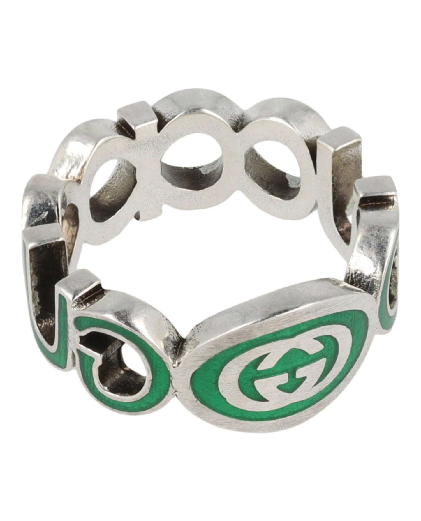 Gucci Mens Sterling Silver Interlocking G Ring