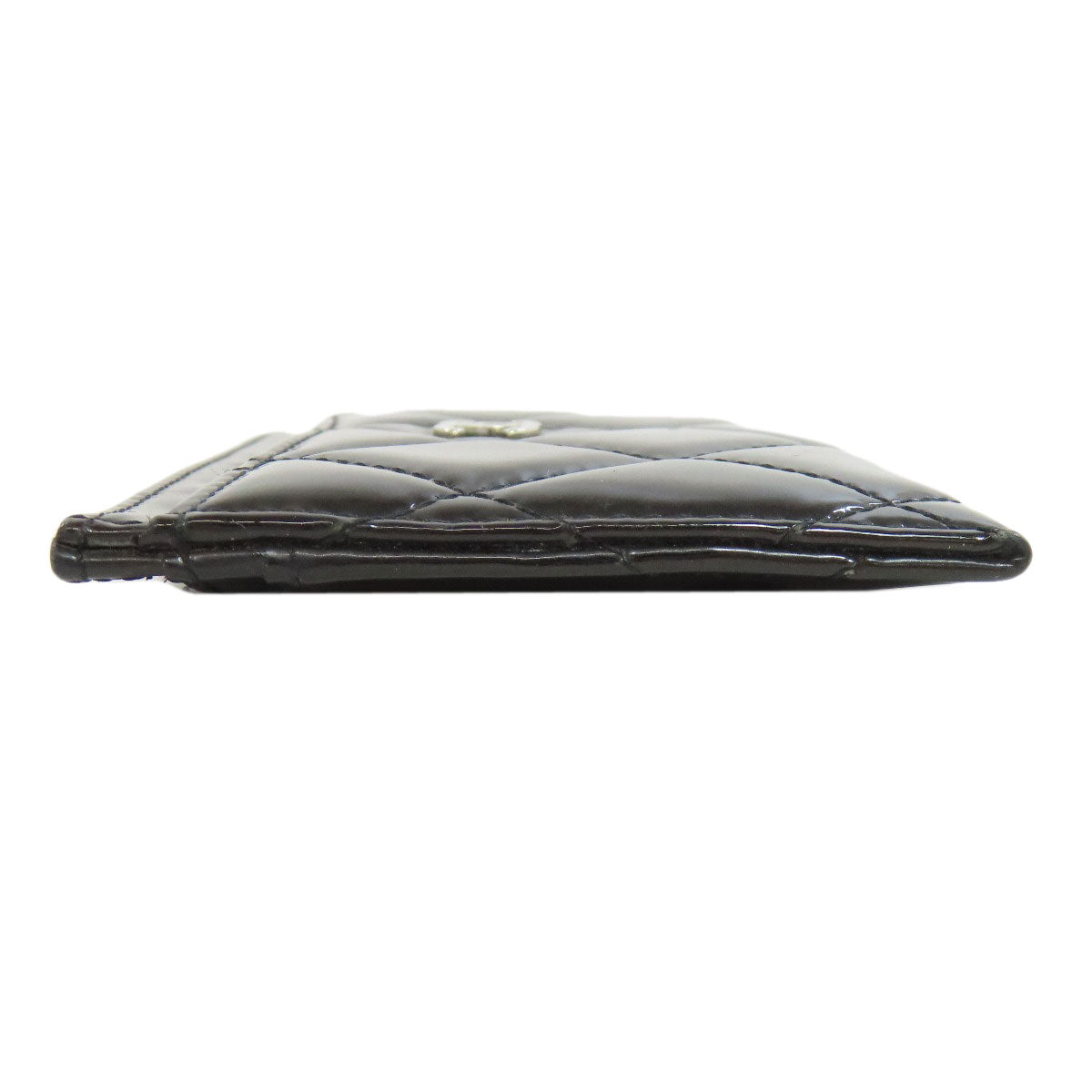 Chanel Card Patent Matelasse COCO Mark SilverMetal Black Leather Wallet Case