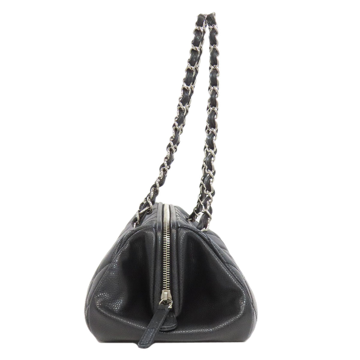 Chanel Grained Calfskin Skin Matelasse SilverMetal Black Tote Bag