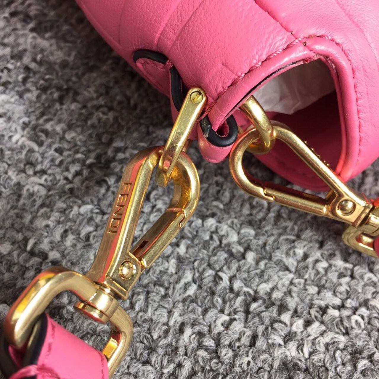 Fendi Top QualityTop Quality Baguette Nappa Pink FF Crossbody Bag