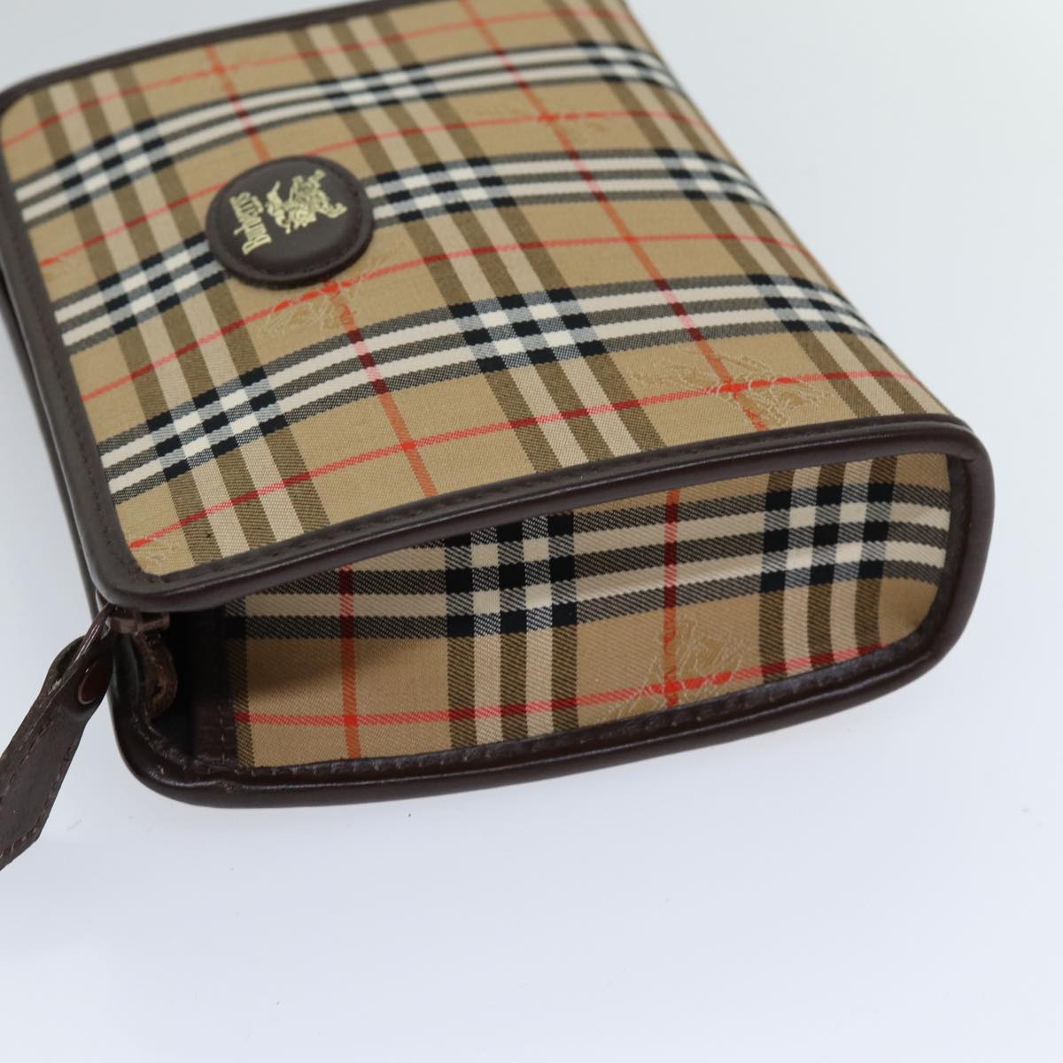 Burberry Luxury ss Nova Check Clutch Bag Auth Canvas Beige Beige Auth 75441