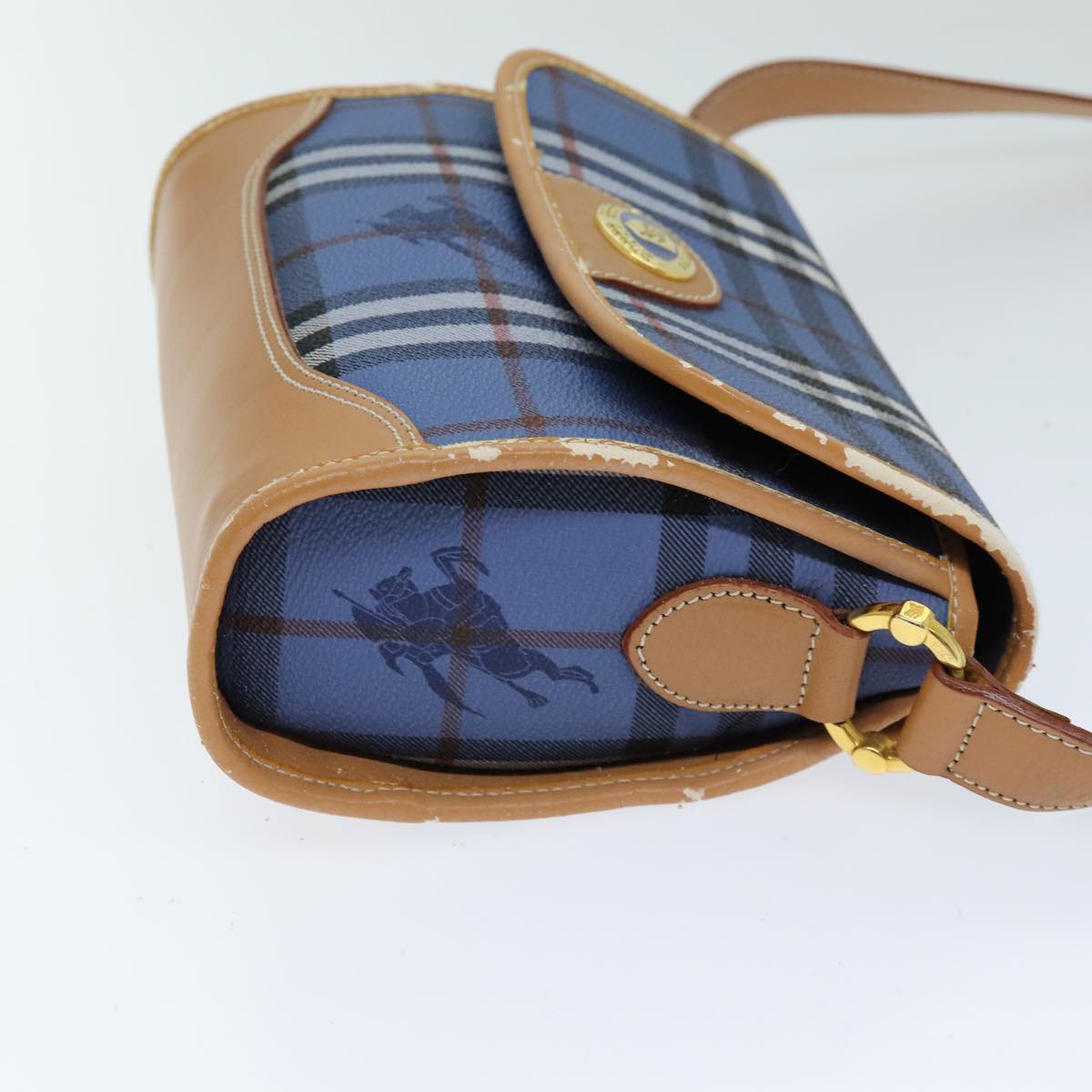 Burberry Luxury ss Nova Check Shoulder Bag Pvc Auth Blue