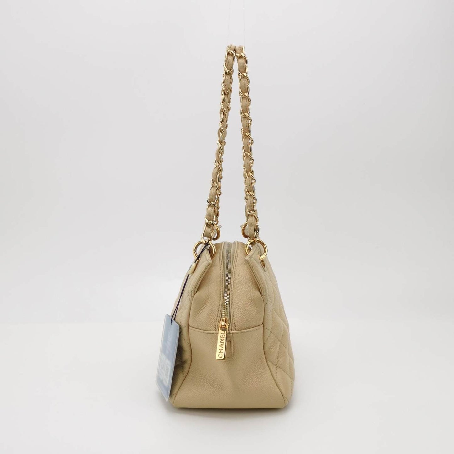 Chanel Petite Shopping PST Caviar Shopping Beige Leather Tote Bag