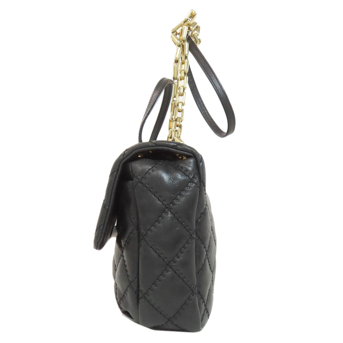 Chanel Calfskin Matelasse 2WAY Black Gold Handbag