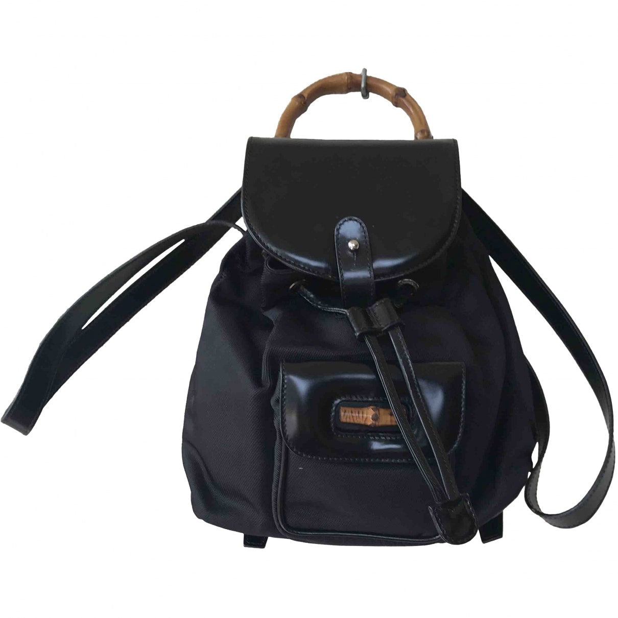 Gucci bamboo black cloth backpacks