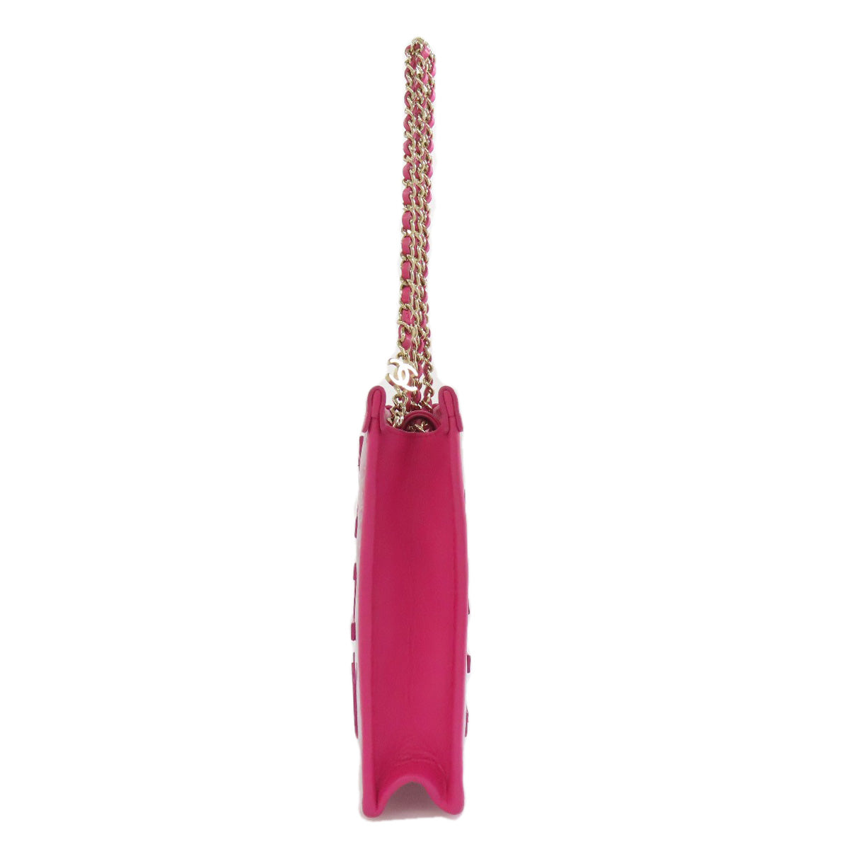 Chanel Plastics tweed x calfskin ChainShoulder Pink Gold Shoulder Bag