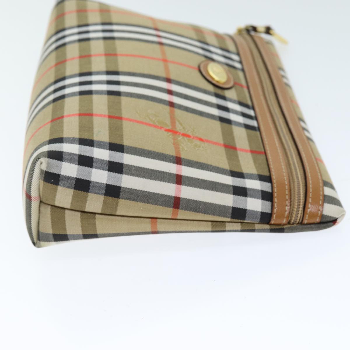 Burberry Luxury ss Nova Check Clutch Bag Auth Canvas Beige Beige Auth 75664