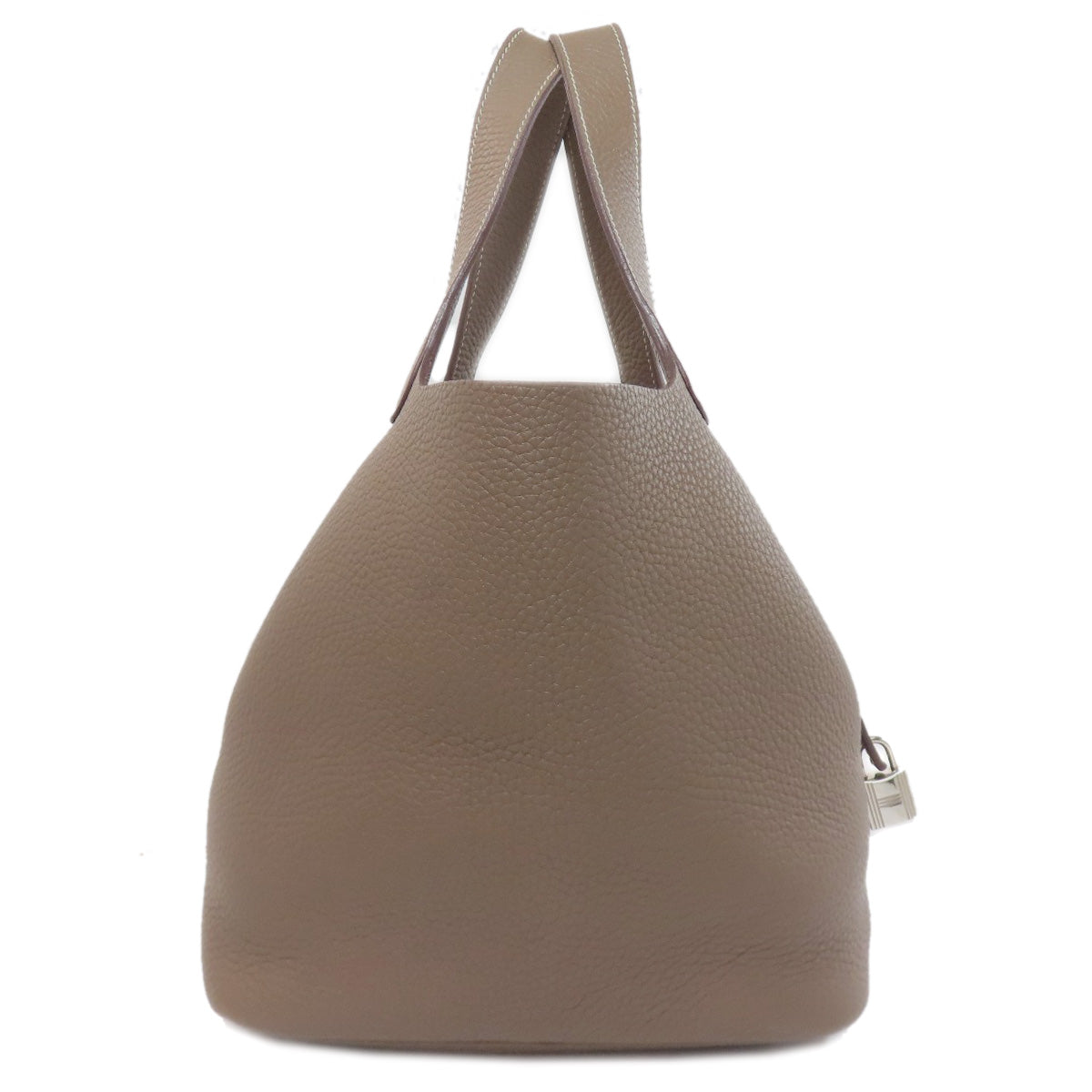 Taurillon Clemence Picotin Lock Mm Silvermetal Brown Travel Bag