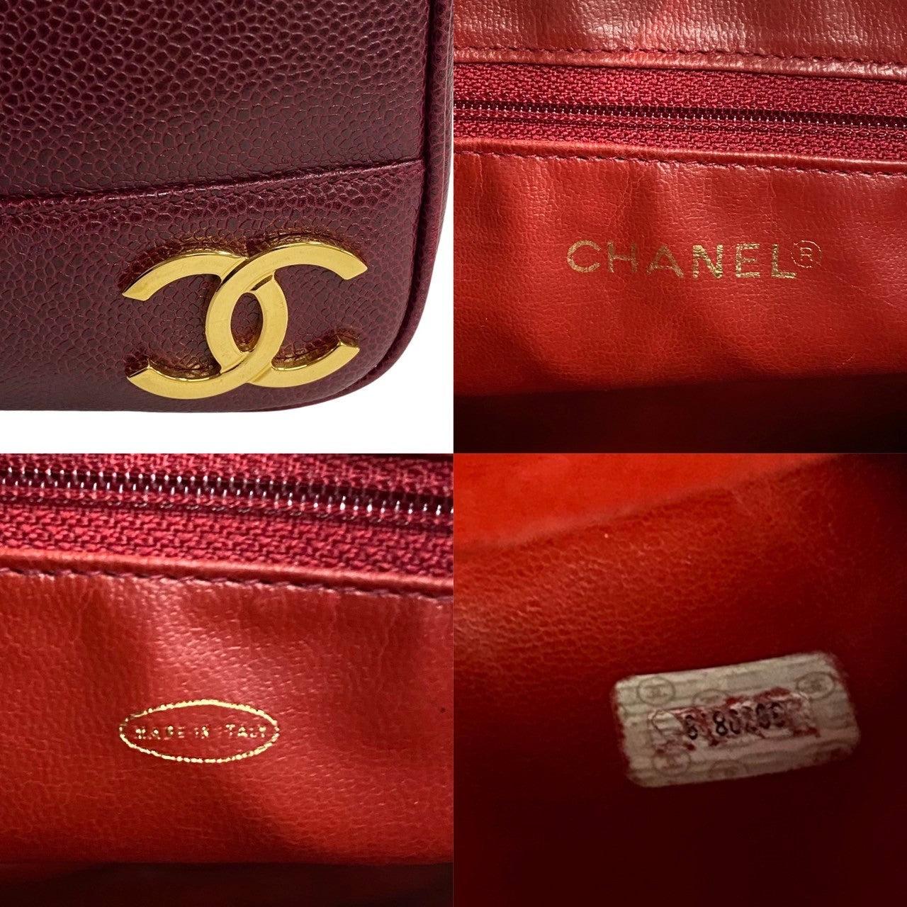 Chanel wine- Caviar skin Red Leather Tote Bag