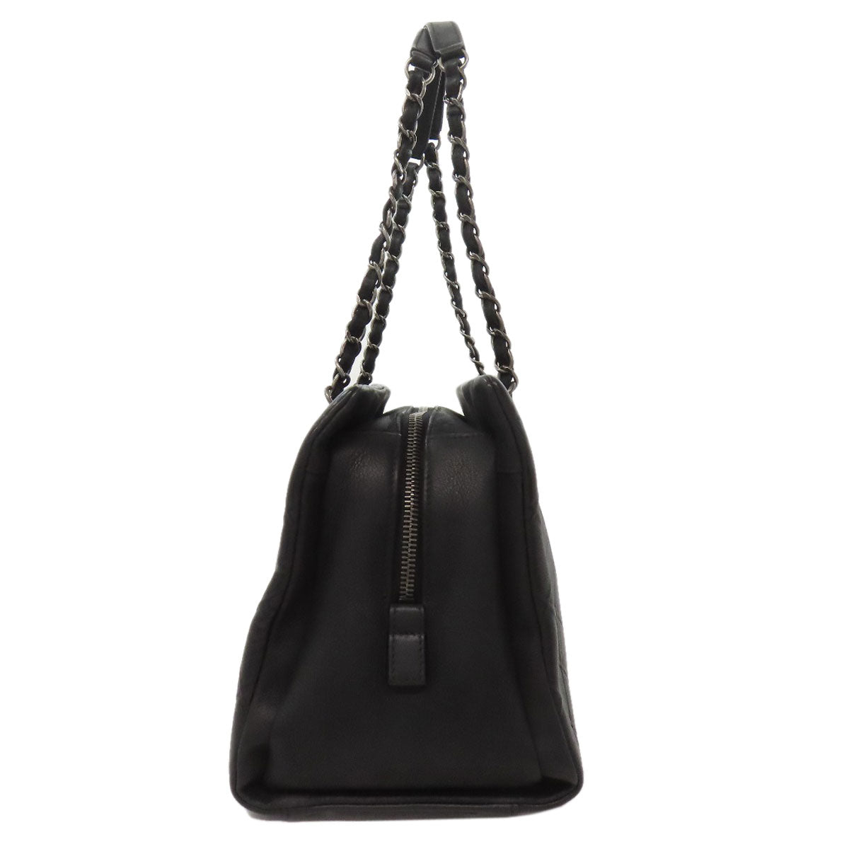 Chanel Calfskin ChainShoulder COCO Mark SilverMetal Black Shoulder Bag