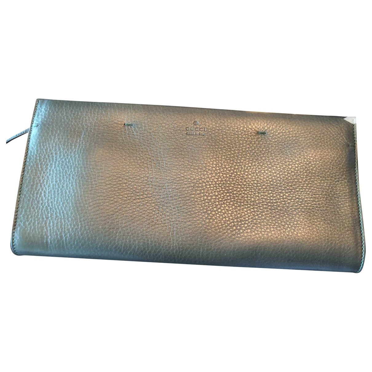 Gucci green leather clutch bag