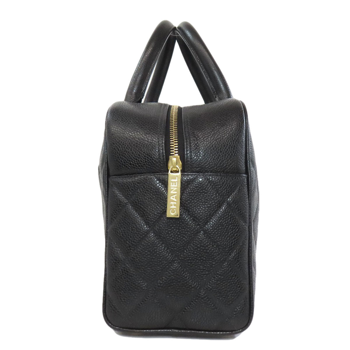 Chanel Boston Duffel Grained Calfskin Skin Matelasse Black Gold Travel Bag