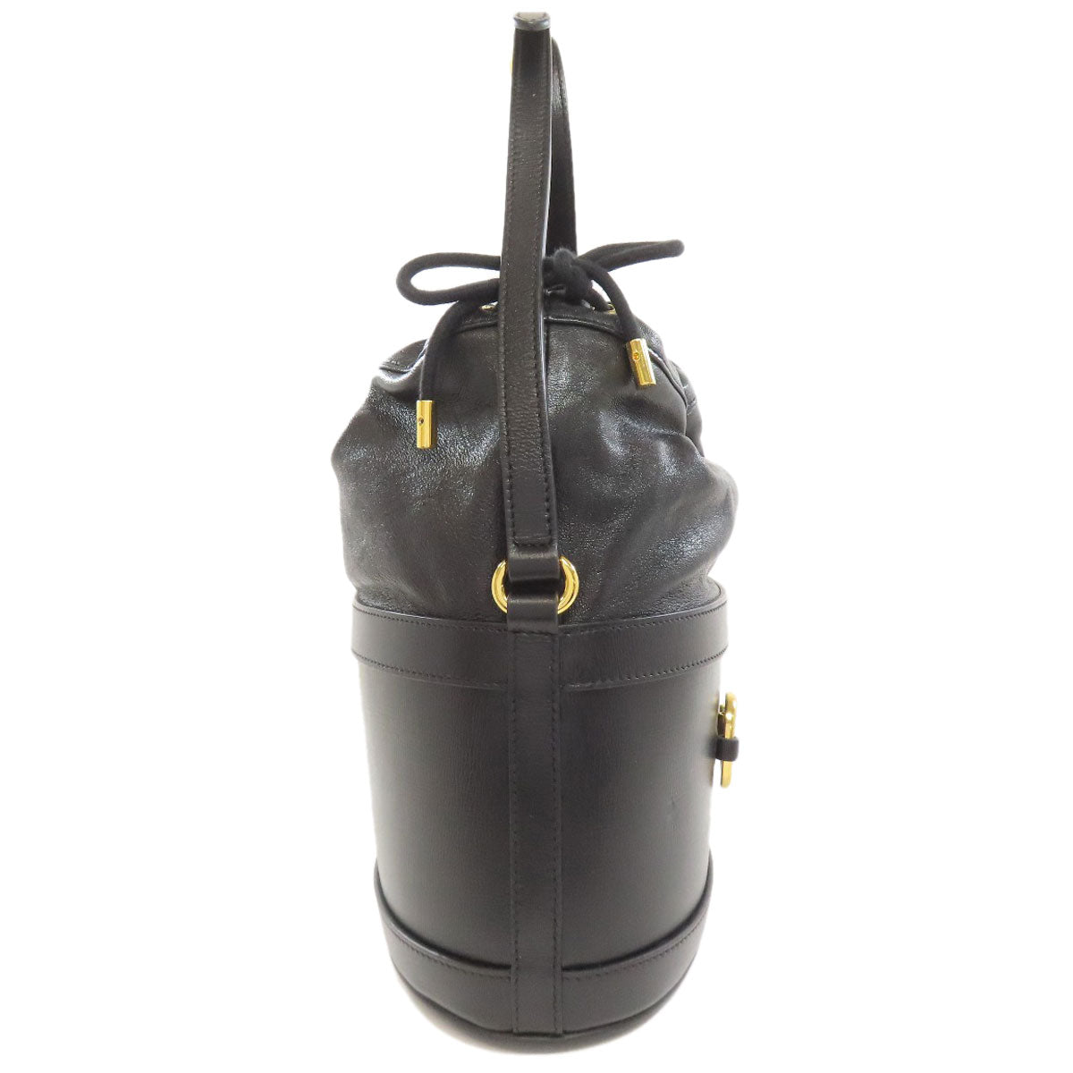 Gucci Horsebit Leather Black Bucket Tote Bag