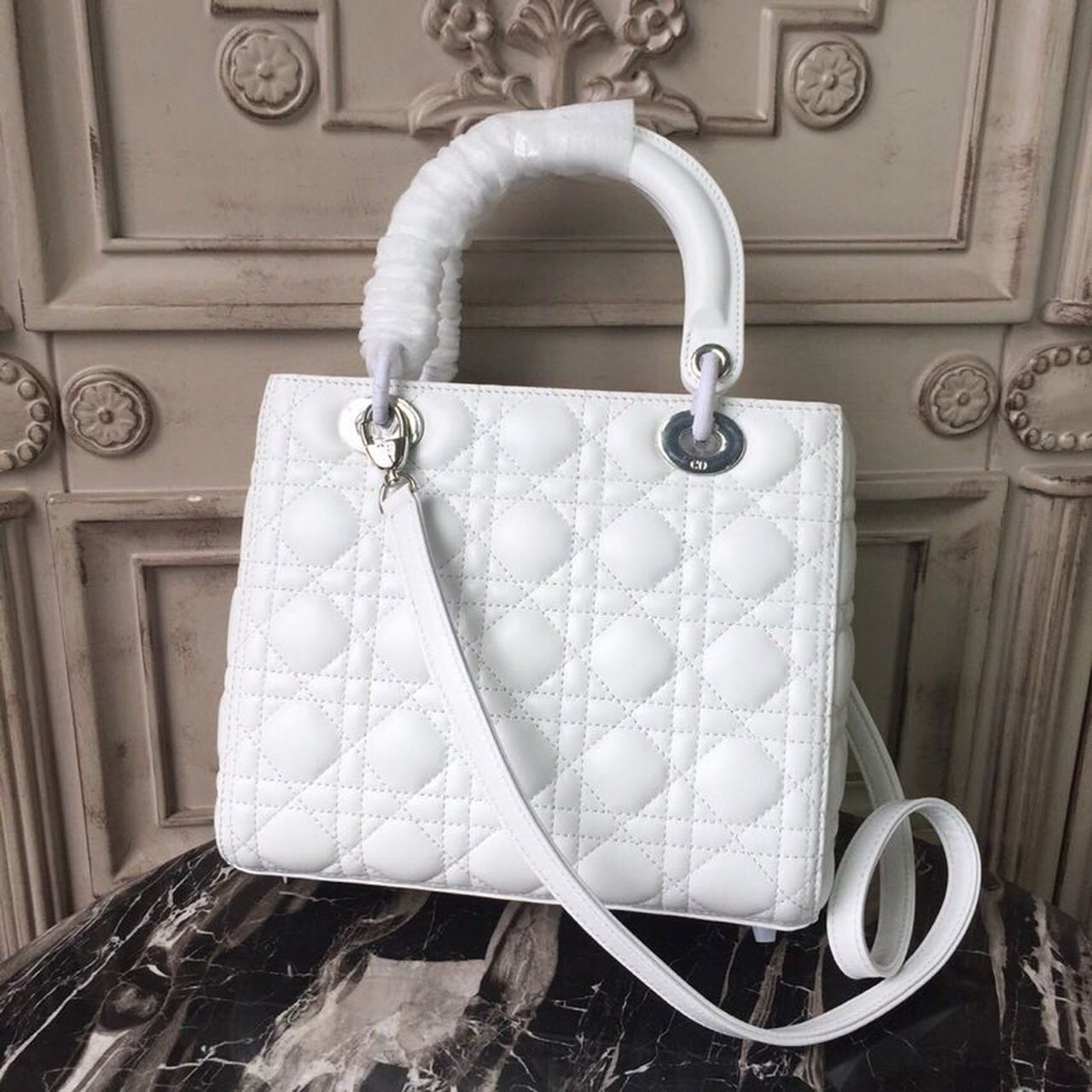 MeTop Qualityum Lady SiTop Qualityer White Handbag Cd M0565Bngem030