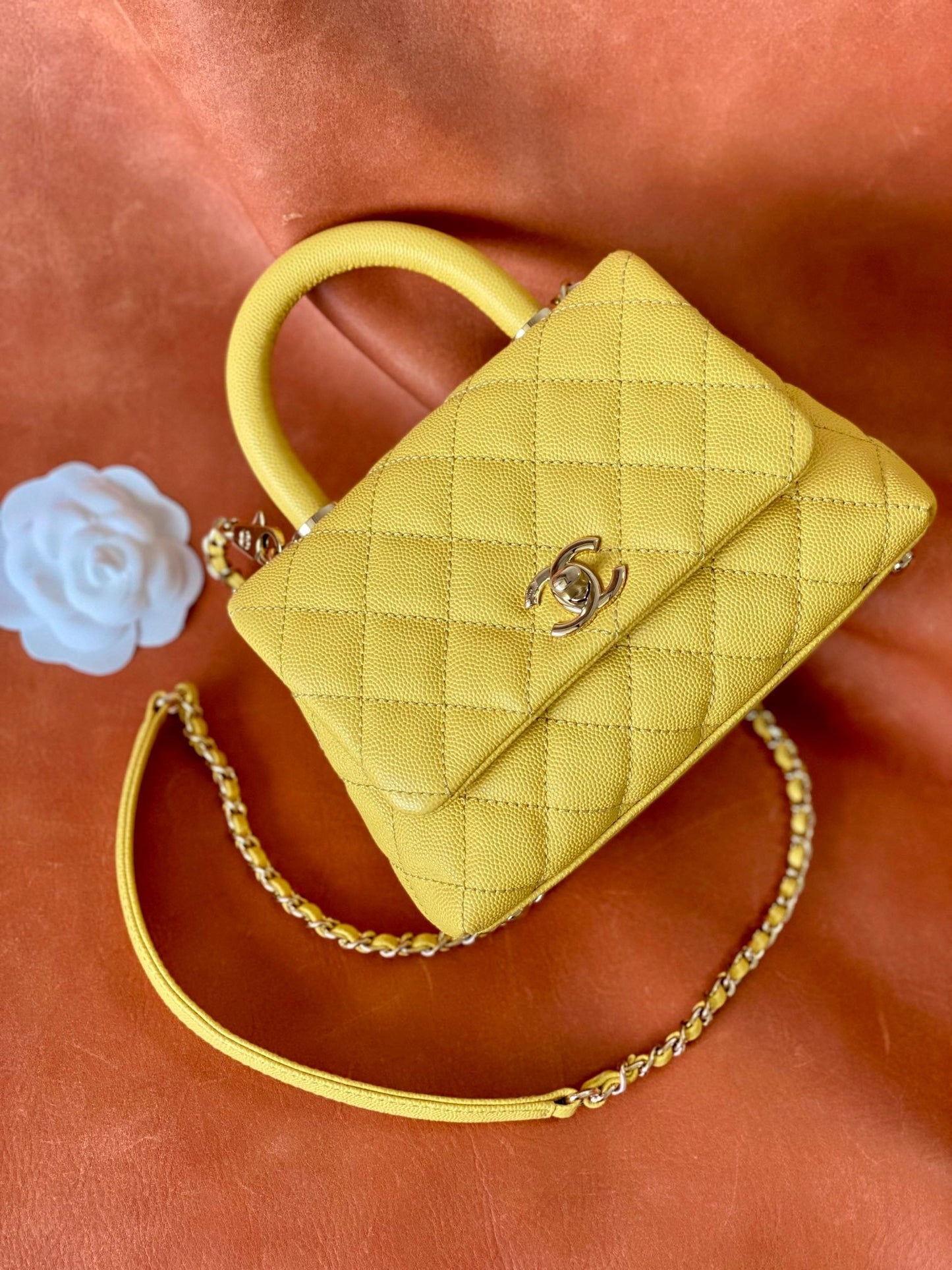 CHLMini Yellow 7.5in 19cm Flap Top Handle Mini Bag