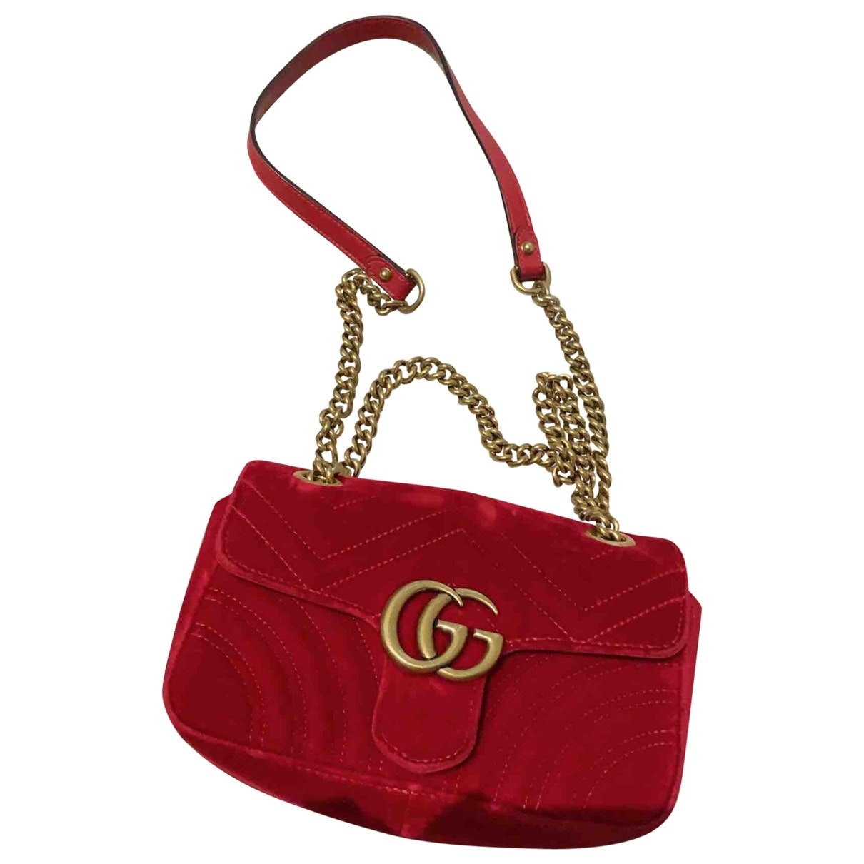 Gucci marmont red velvet handbag