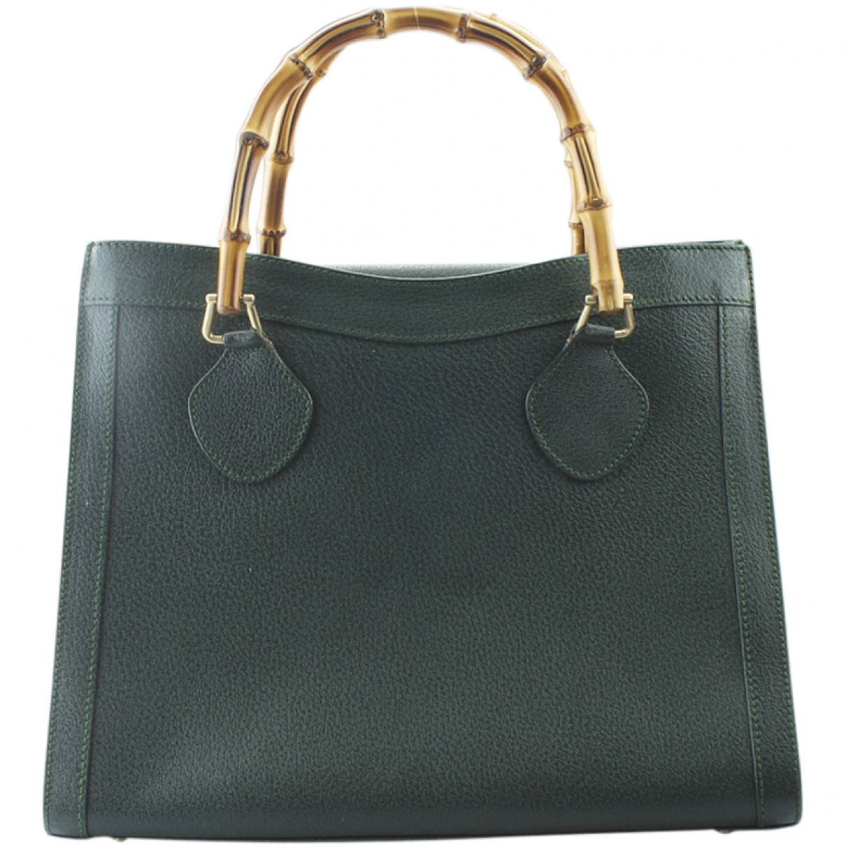 Gucci bamboo green leather handbag