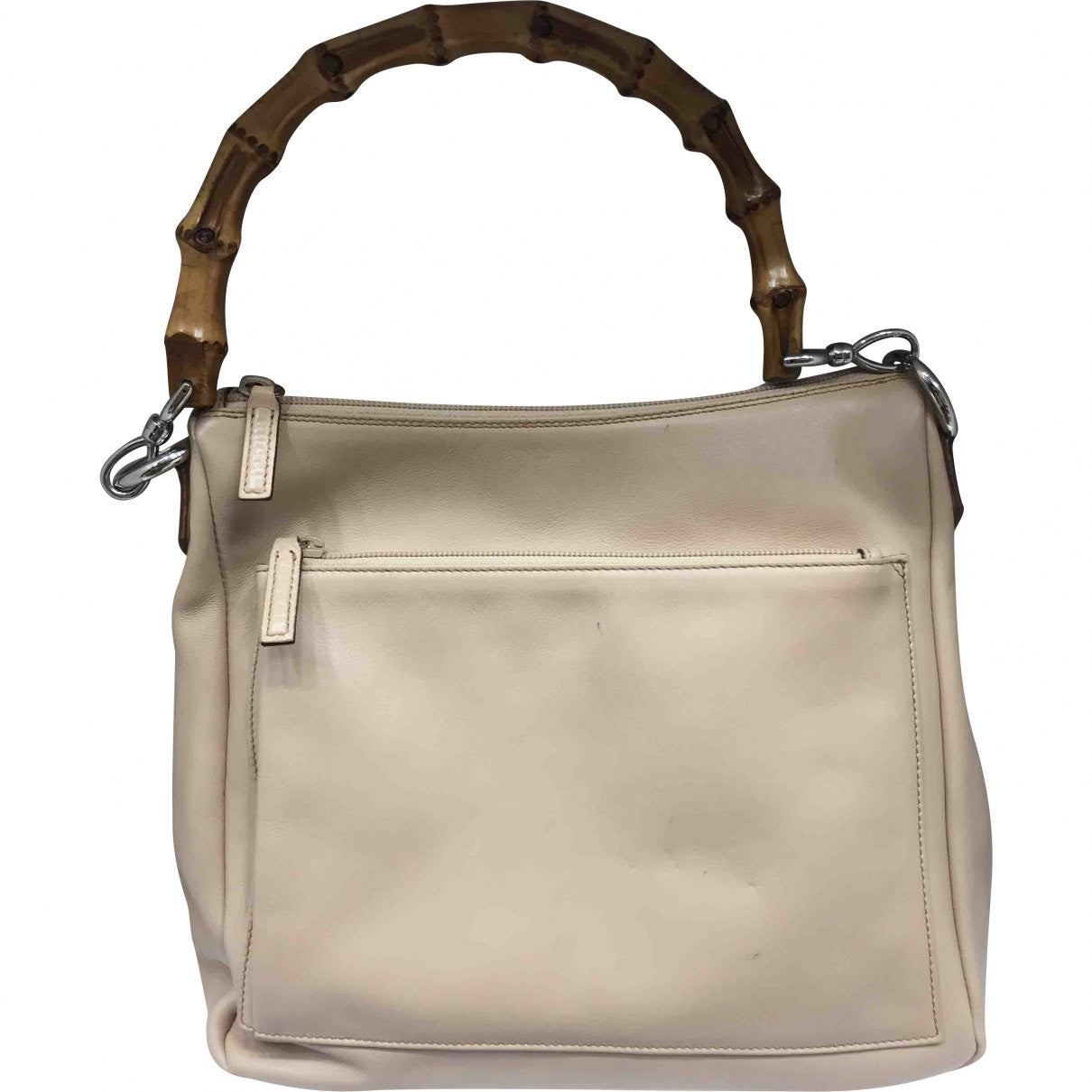 Gucci bamboo beige leather handbag