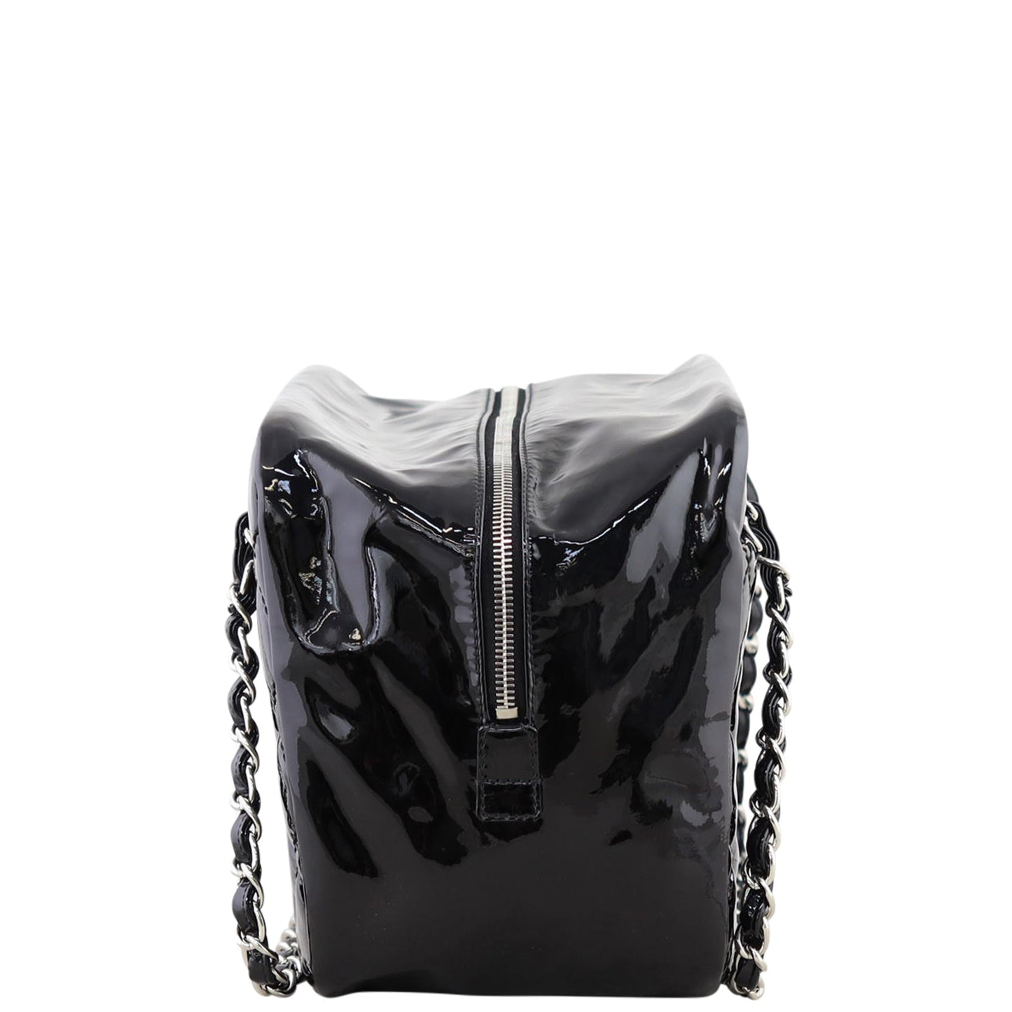 Chanel Brilliant Patent Camera Bag Patent Quilted Black Handbag