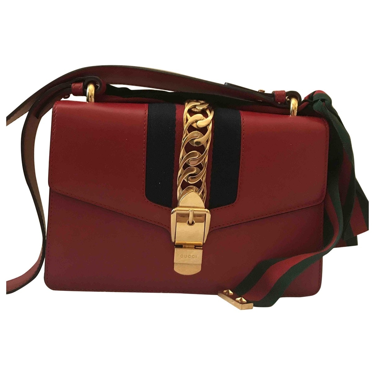 Gucci sylvie red leather handbag
