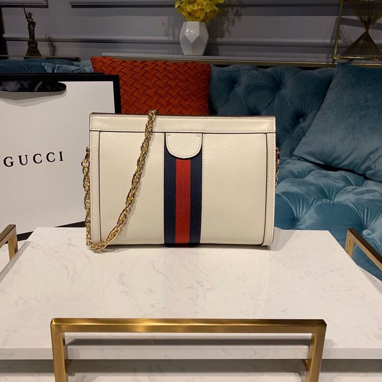 gg Ophidia 10in 25cm gg White Small Shoulder Bag