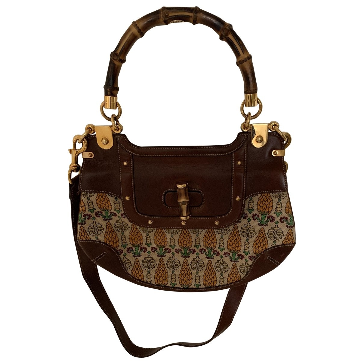 Gucci bamboo cloth handbag