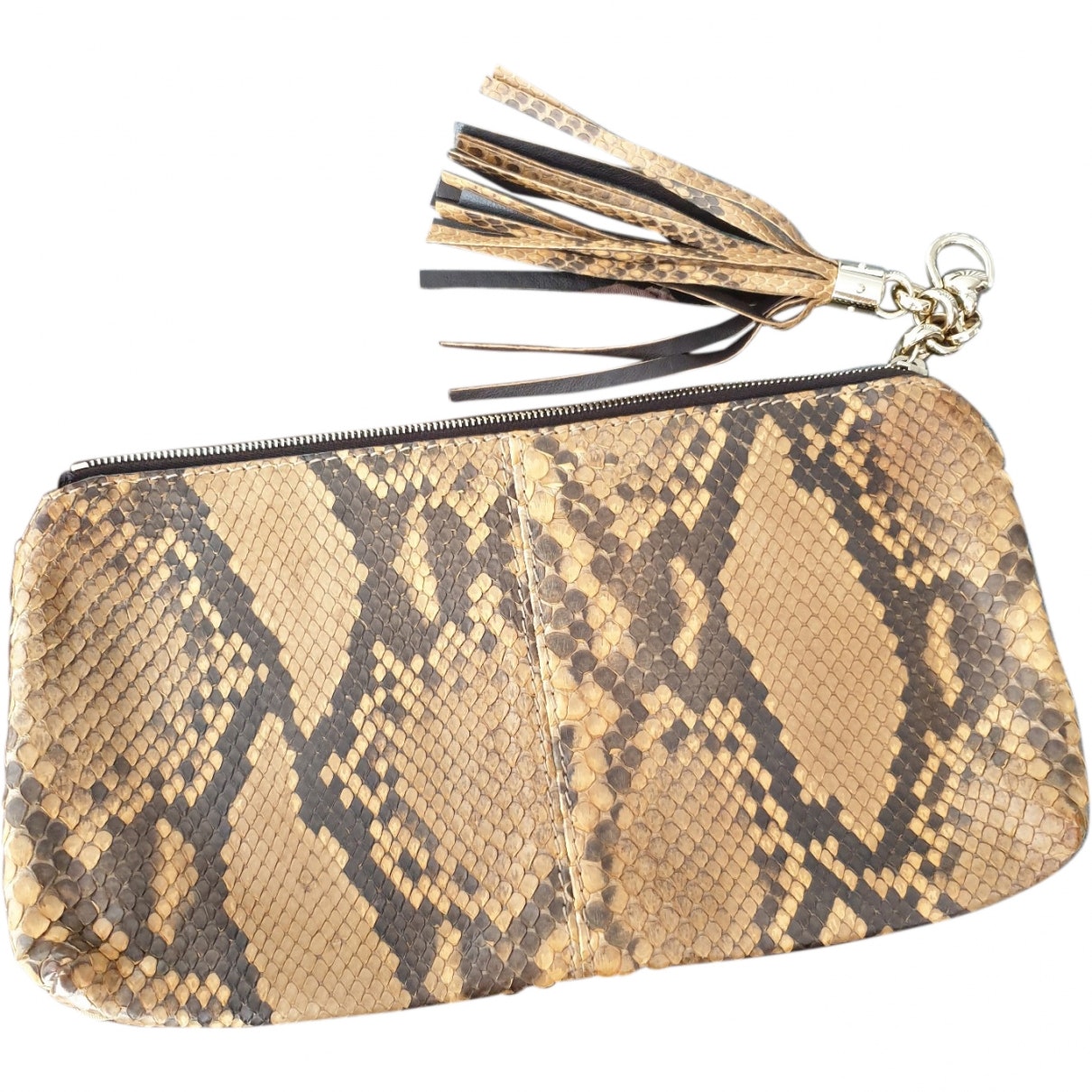 Gucci camel patent leather clutch bag