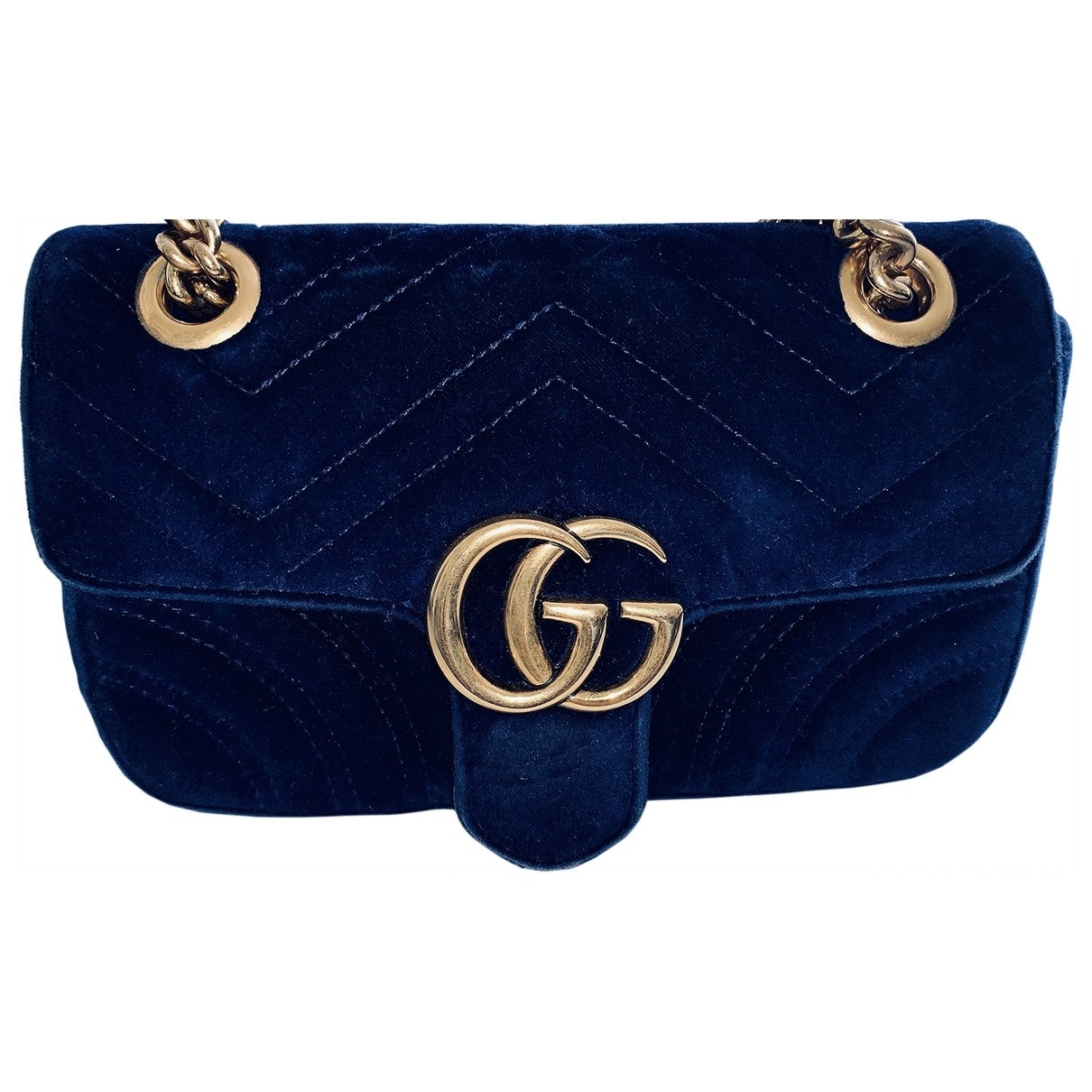 Gucci marmont blue velvet handbag