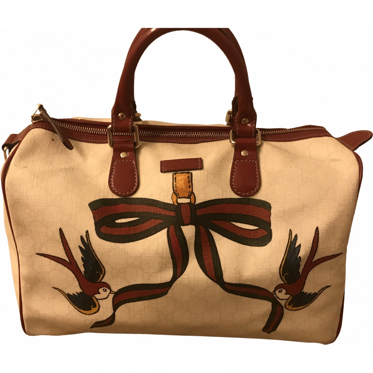 Gucci boston beige cloth handbag