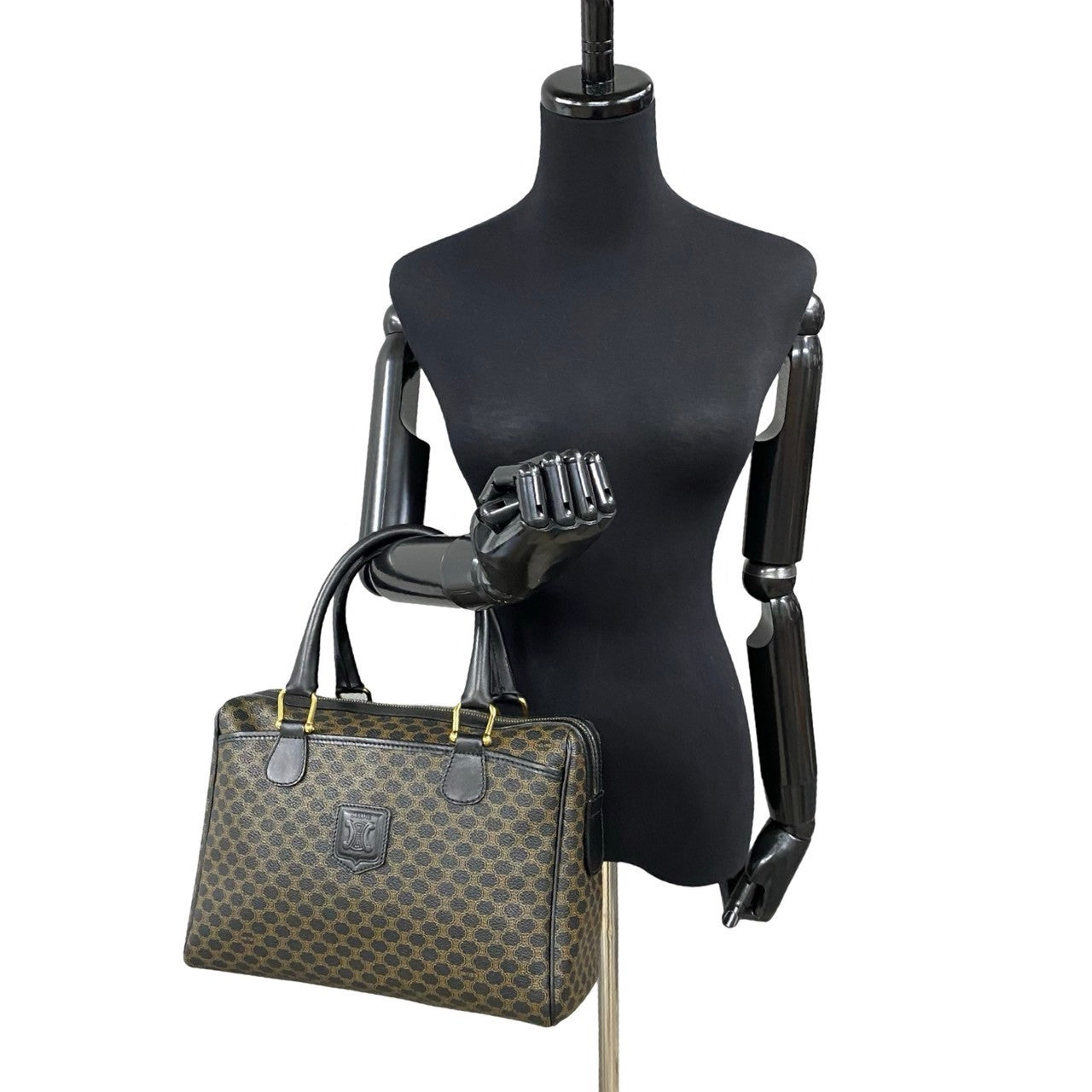 Pvc Macadam Blason Triomphe Pattern Women(Unisex) Leather Black Travel Bag