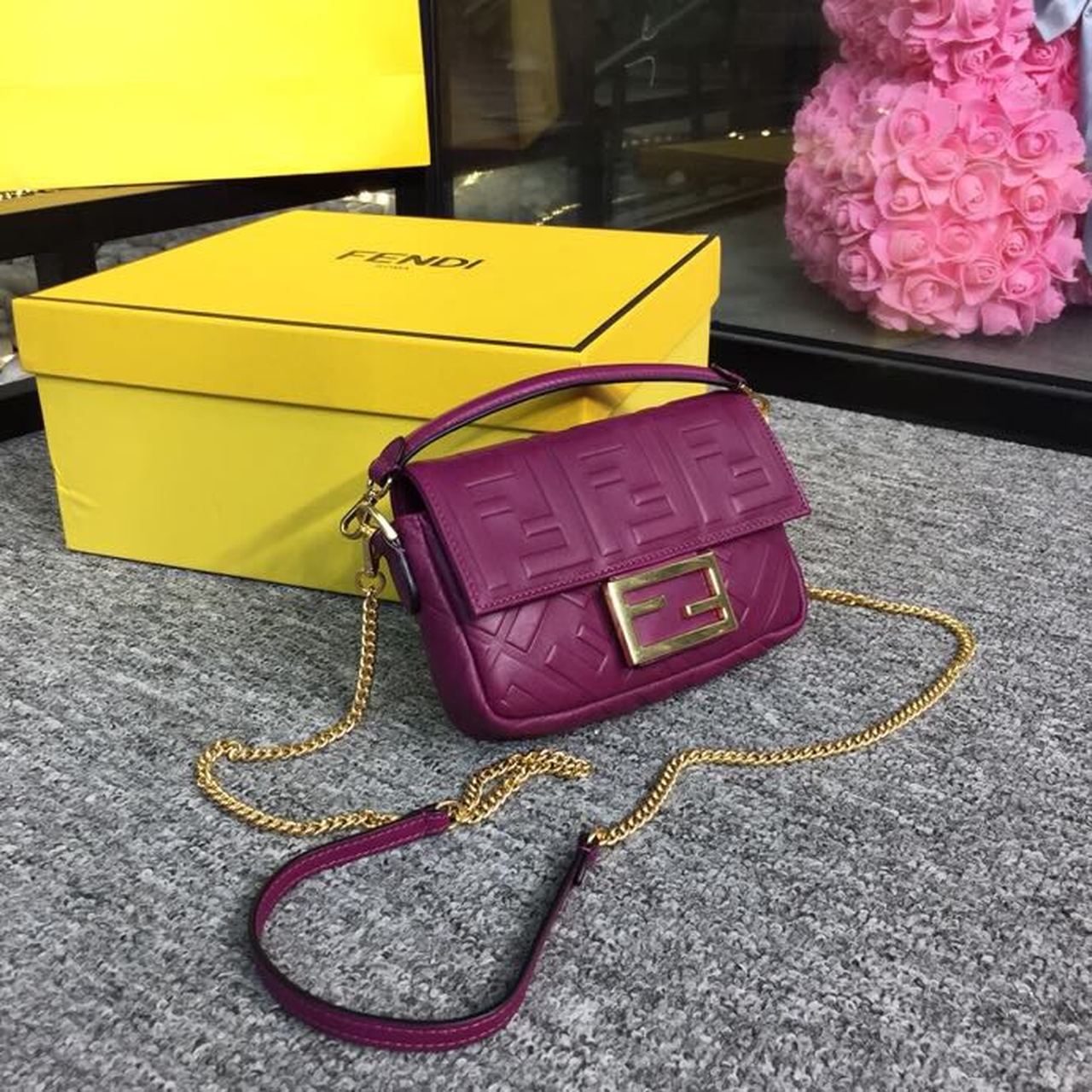Fendi Top QualityTop Quality Baguette Nappa FF Crossbody Bag Ff 8Bs017