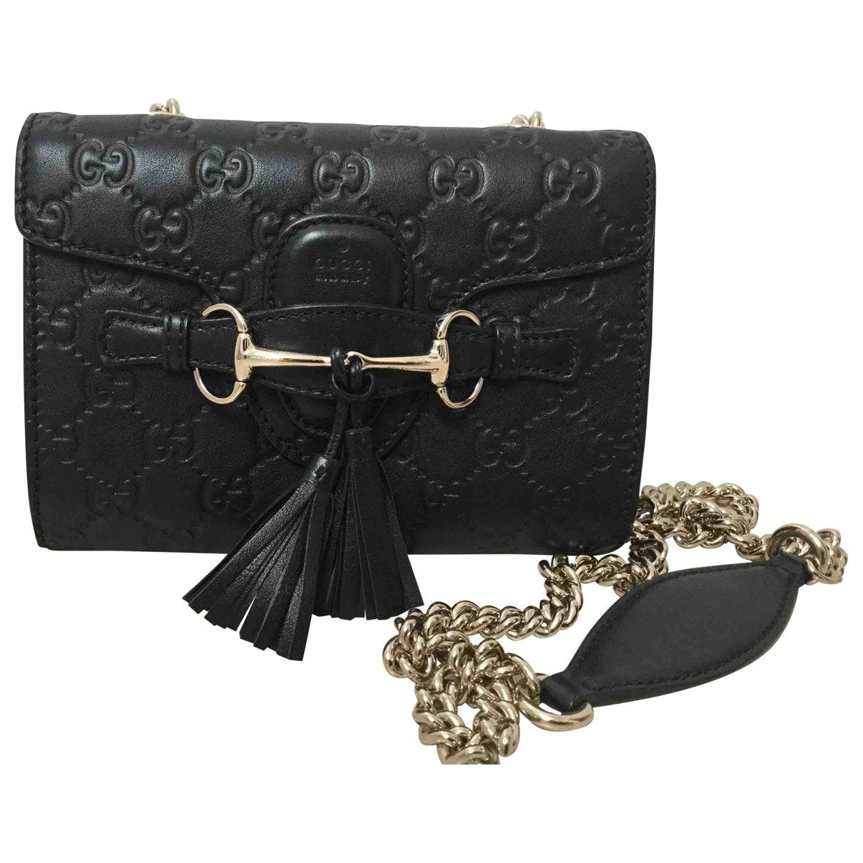 Gucci emily black leather handbag