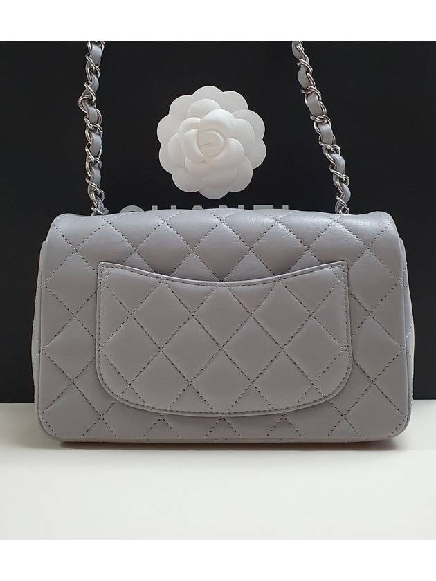 Classic Flap Mini Lambskin Shoulder Bag Light Grey Chanel