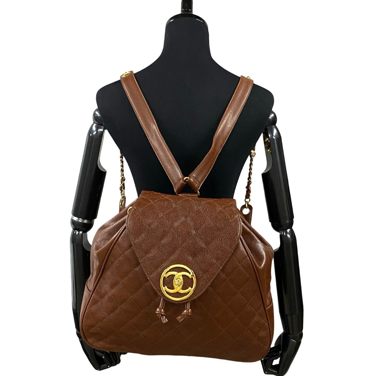 Chanel Backpack Matt caviar skin COCO Mark Brown