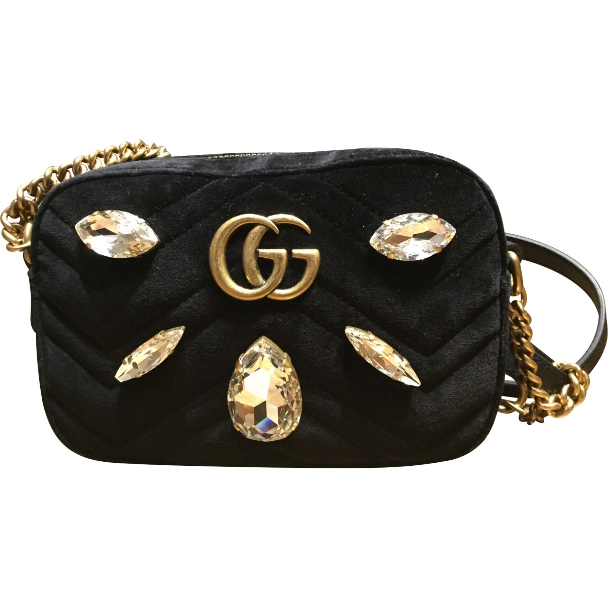 Gucci marmont black velvet handbag