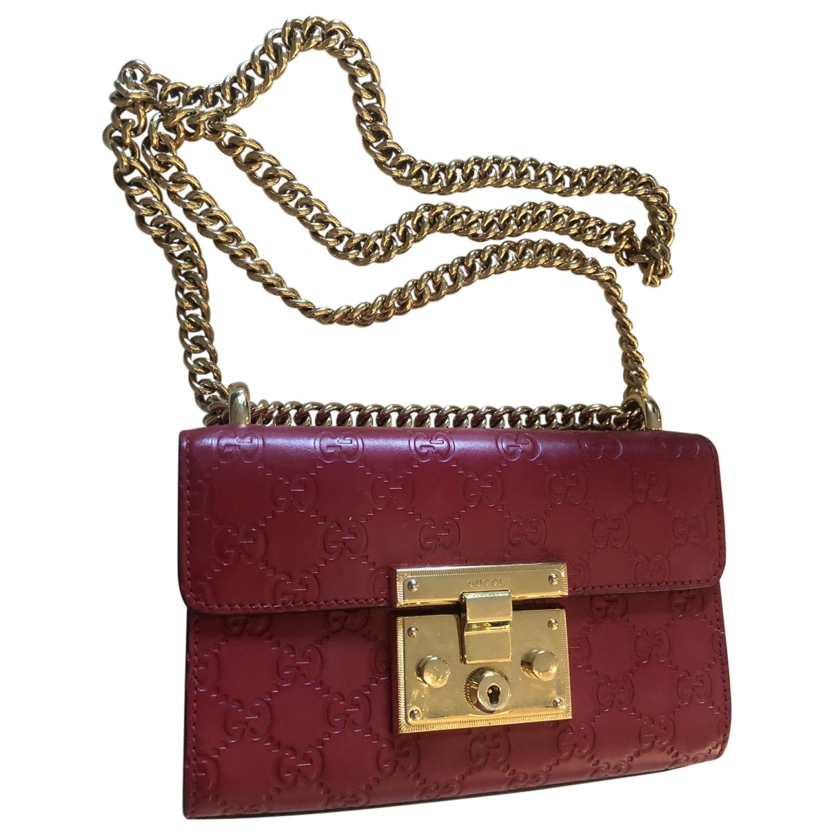 Gucci padlock red leather handbag