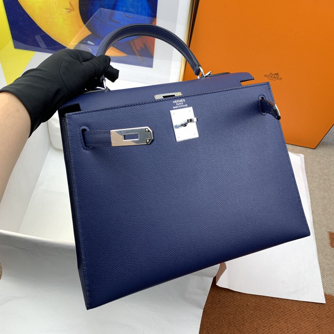Top Quality Kelly Sellier Epsom Bag For Blue Shoulder Bag