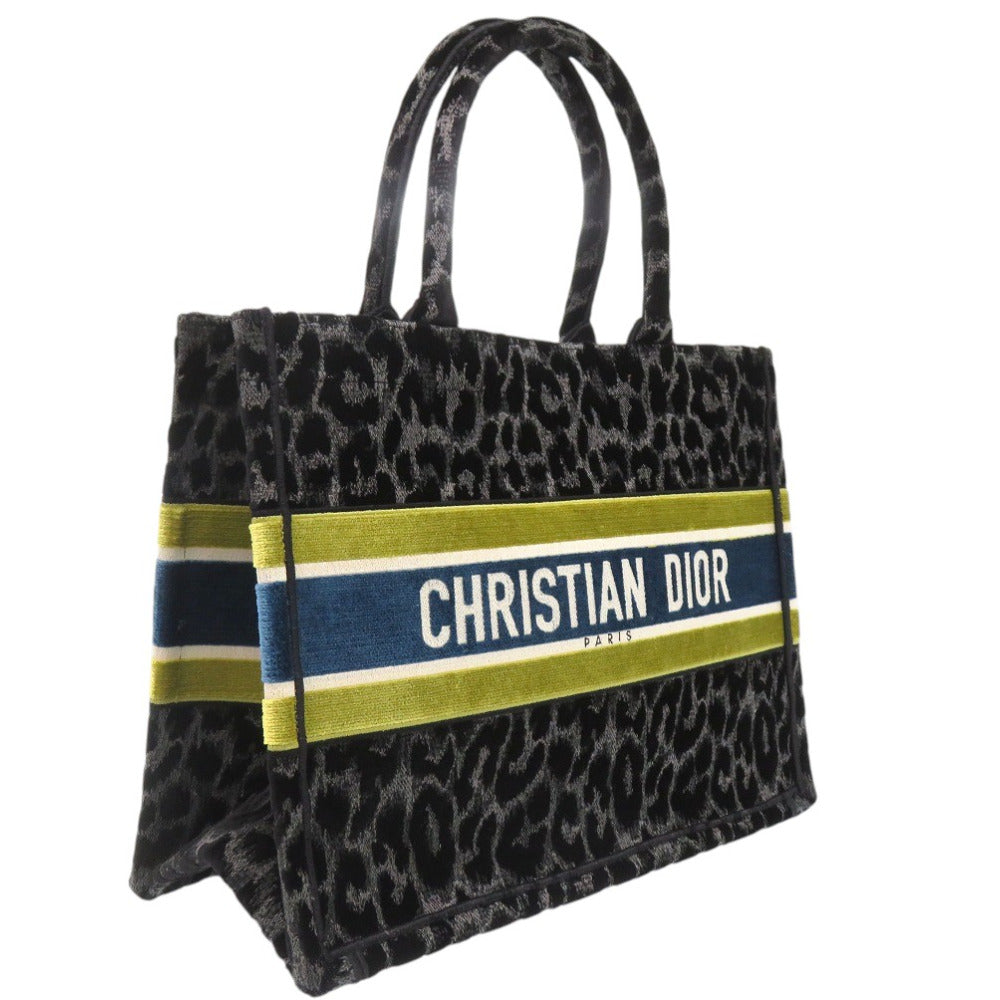 Dior Christian Tote Bag Velor Velour Book Tote Black Medium