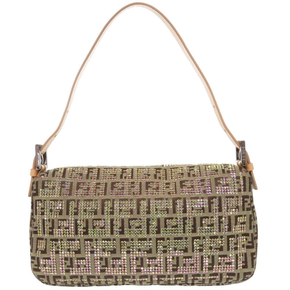 Fendi Shoulder Bag 8Br000 Stone Mamma Zucca Pattern Ffmetal Canvas Beige Bucket