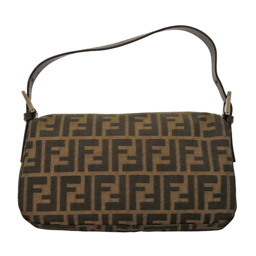Fendi Shoulder Bag Mamma Zucca Pattern Leather Canvas Brown