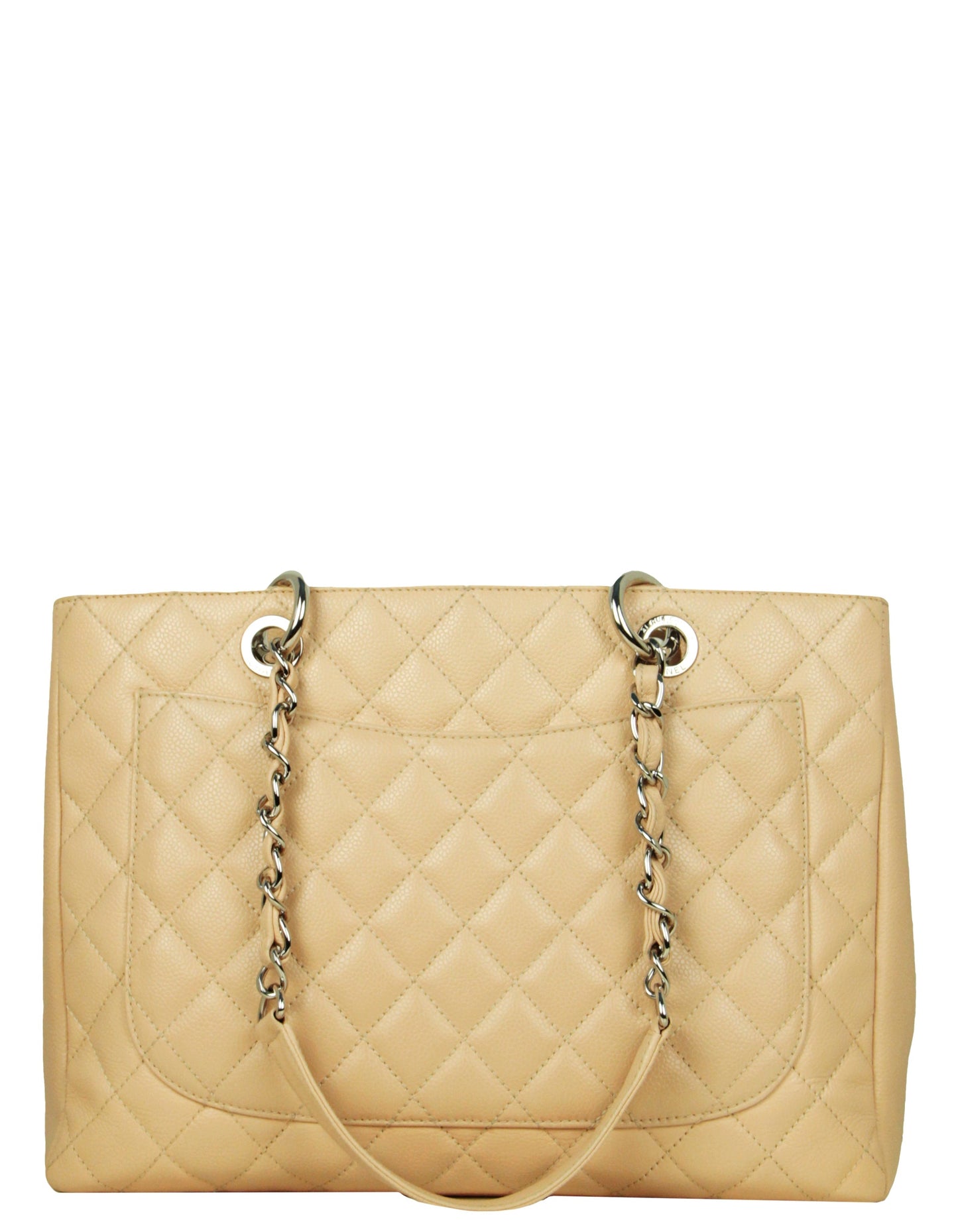 Chanel Beige Caviar Leather Quilted Grand Shopper Gst Women Shoes