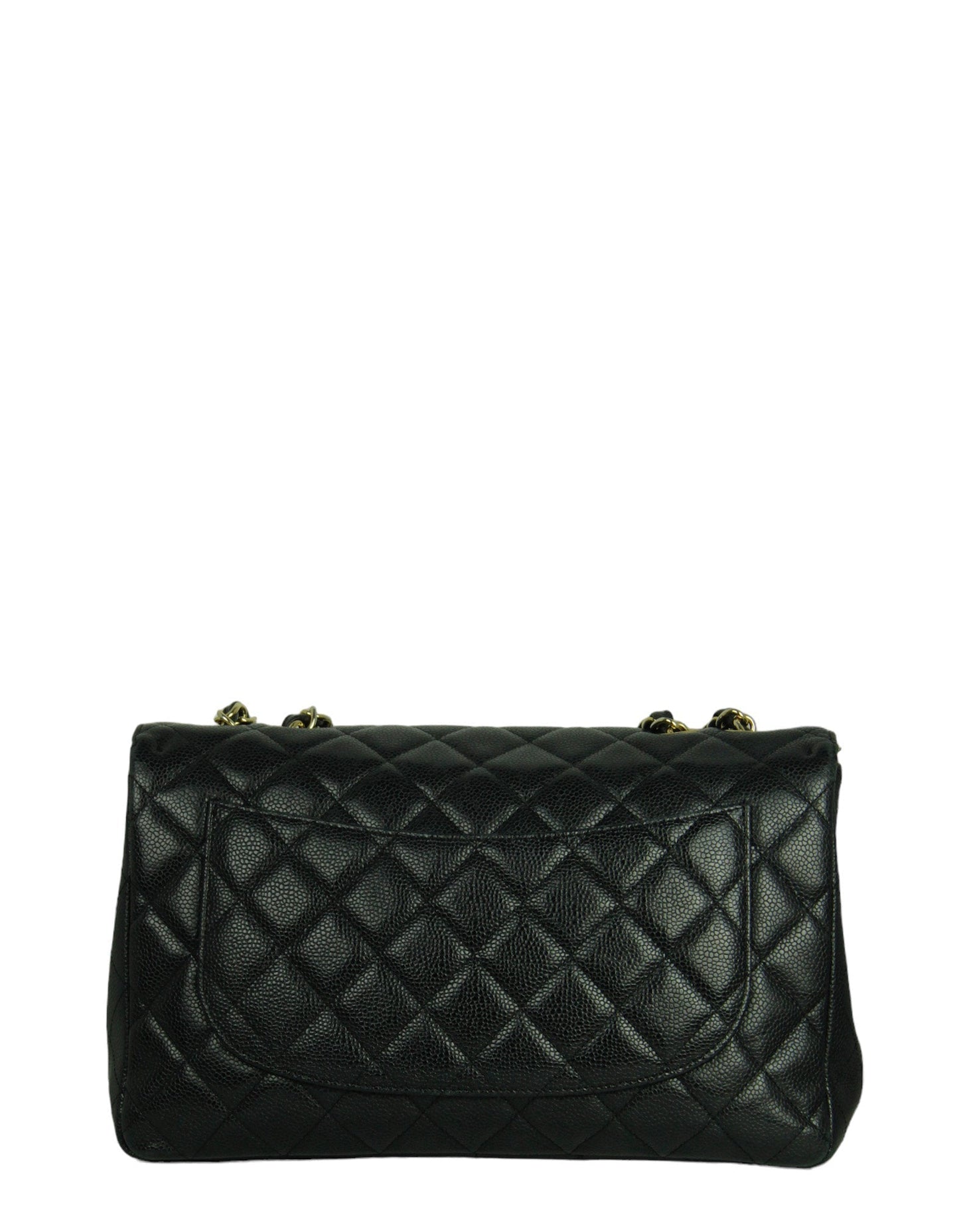 Chanel Black Caviar Leather Single Flap Jumbo Classic Women Shoes