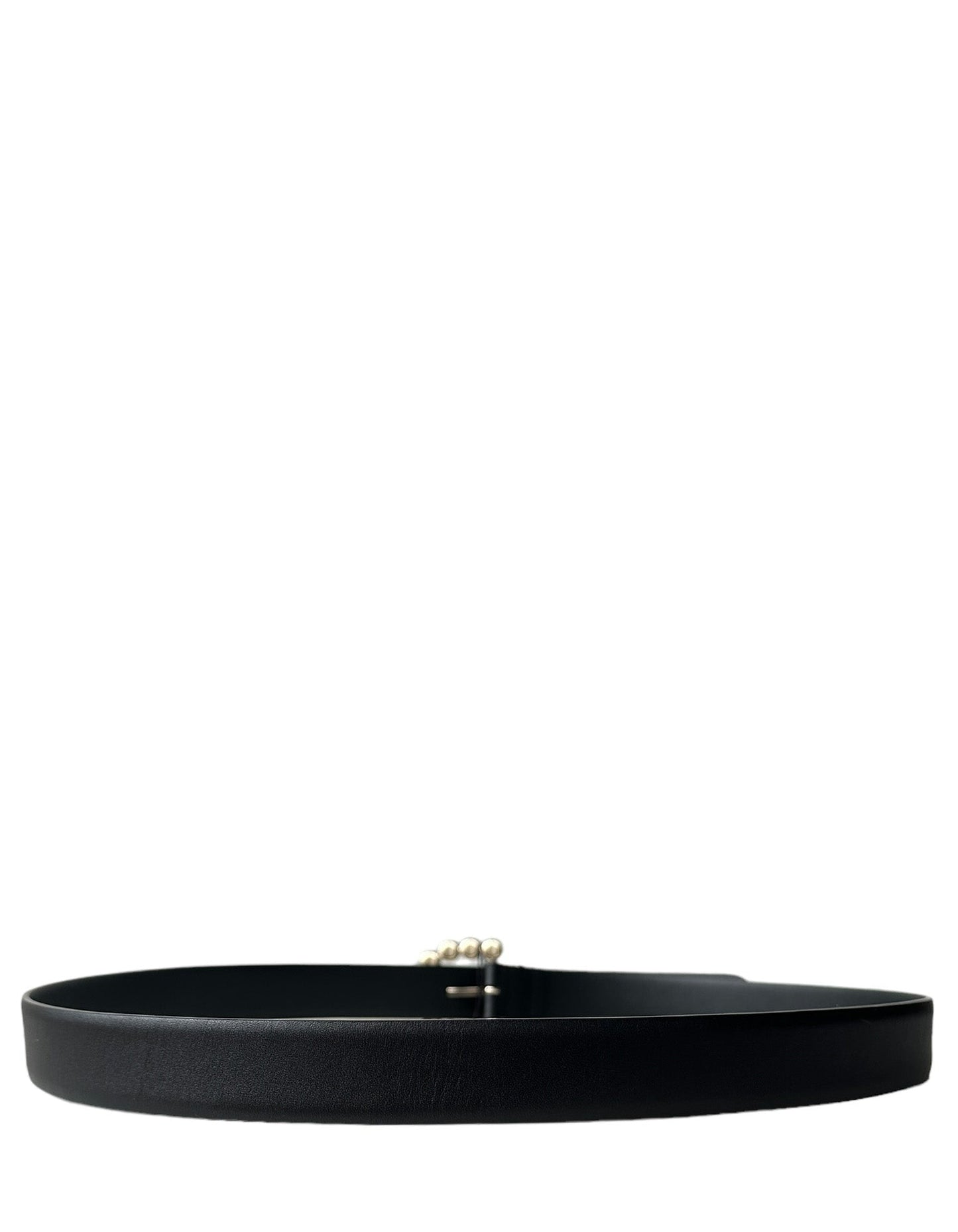 Chanel NWT Black Leather Belt w/ Pearl Buckle sz 90/36"