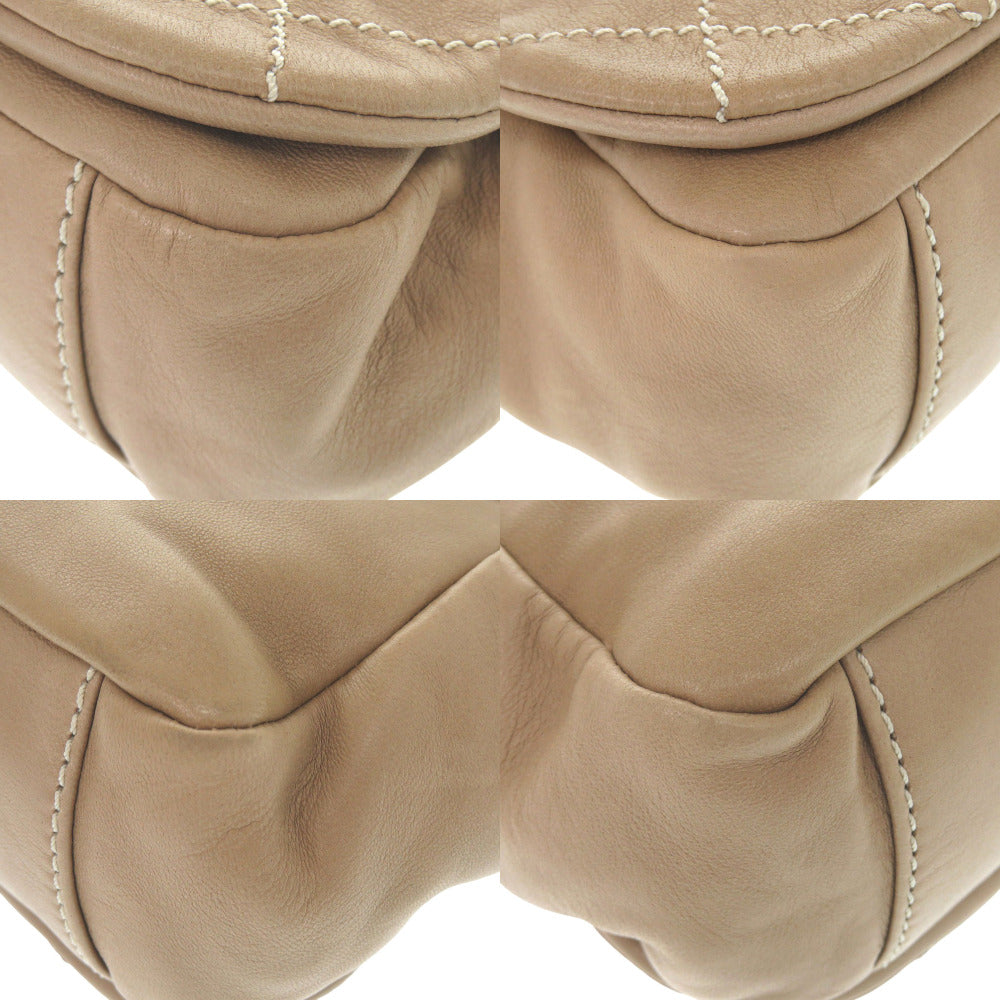 Chanel lambskin Wild stitch COCO Mark Beige Shoulder Bag