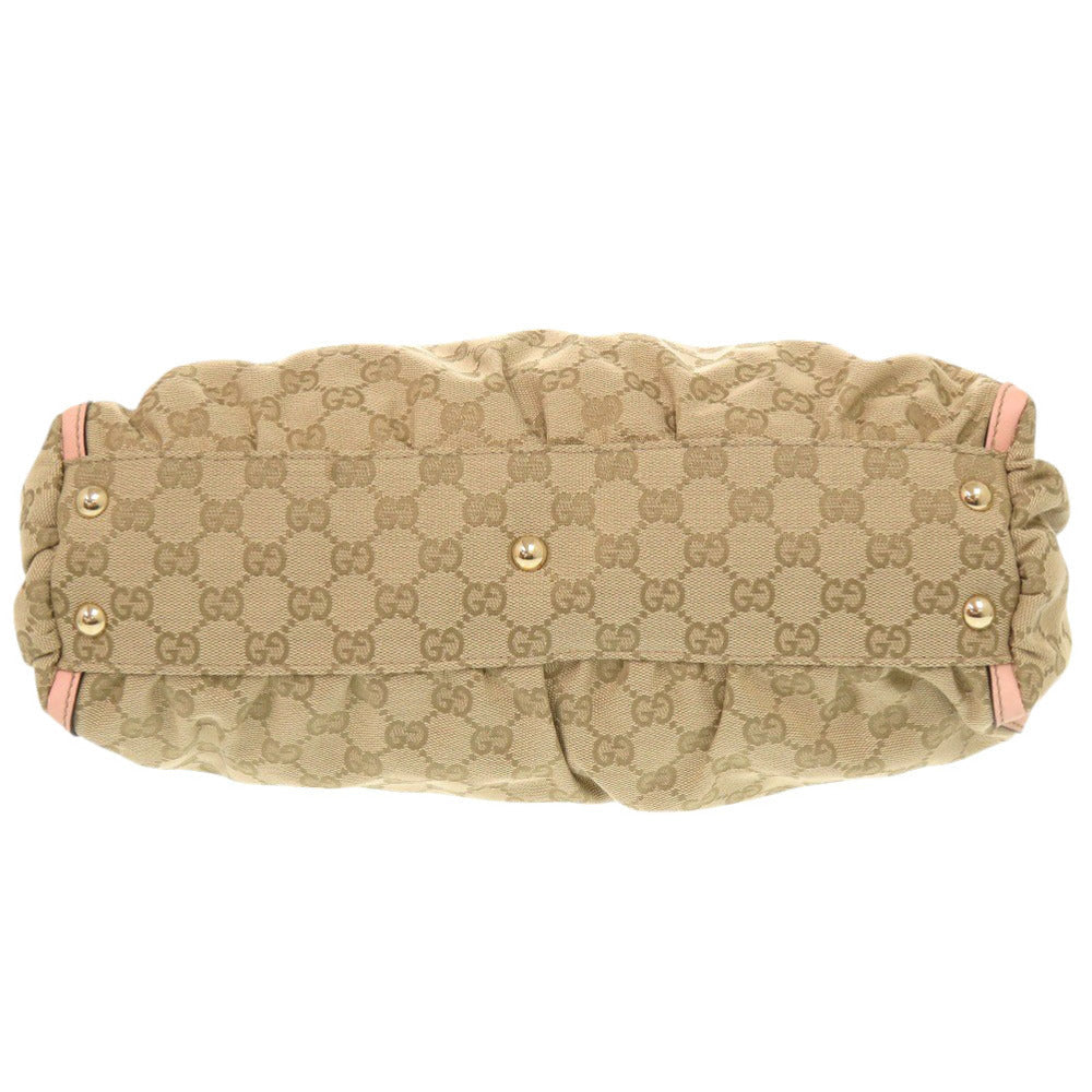 Gucci GG Abbey Leather Canvas Beige Handbag