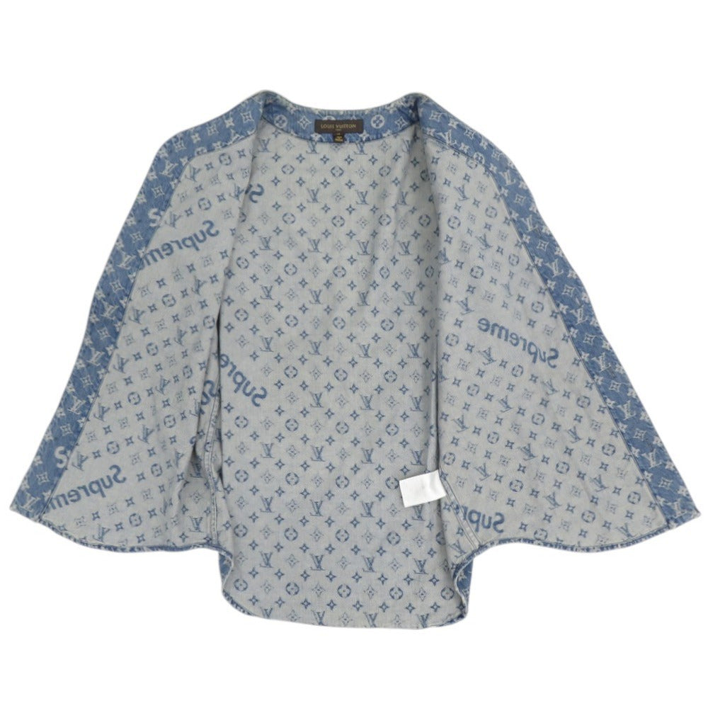 Louis Vuitton Short sleeve shirt Supreme collaboration Leather Denim Cotton Blue Apparel