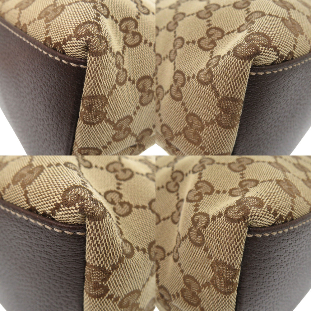 Gucci GG Leather Canvas Brown Tote Bag
